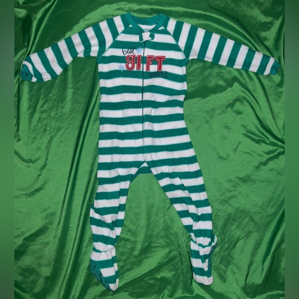 Children’s Place Teal and White Striped Kids Footie 2T